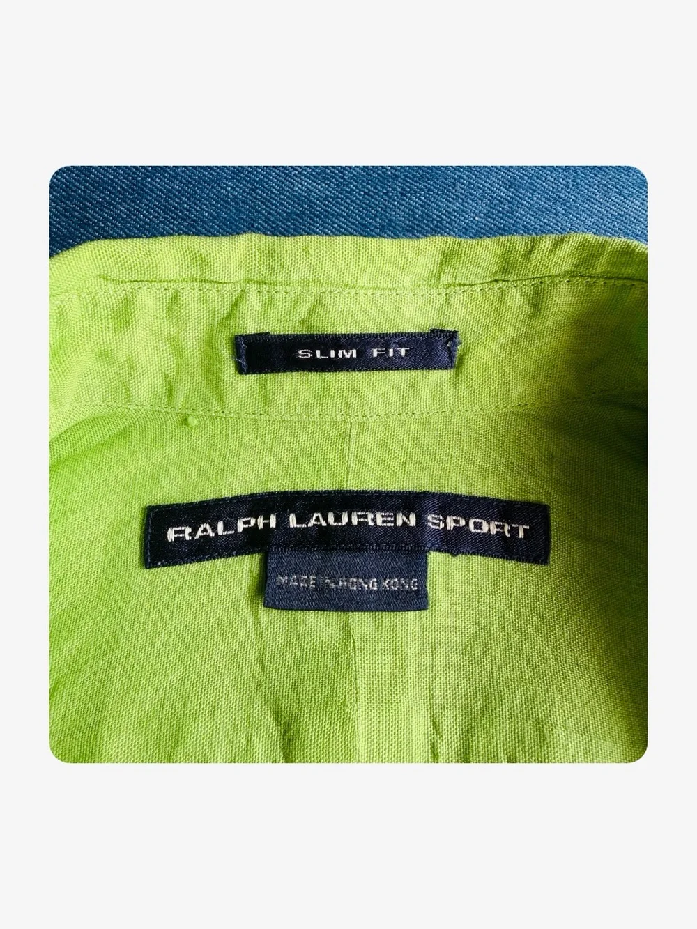 ★Ralph Lauren Sport Slim Fit Seasonal Staple 100% Linen 3/4 Blouse Lime Green 4★ - Picture 4 of 11